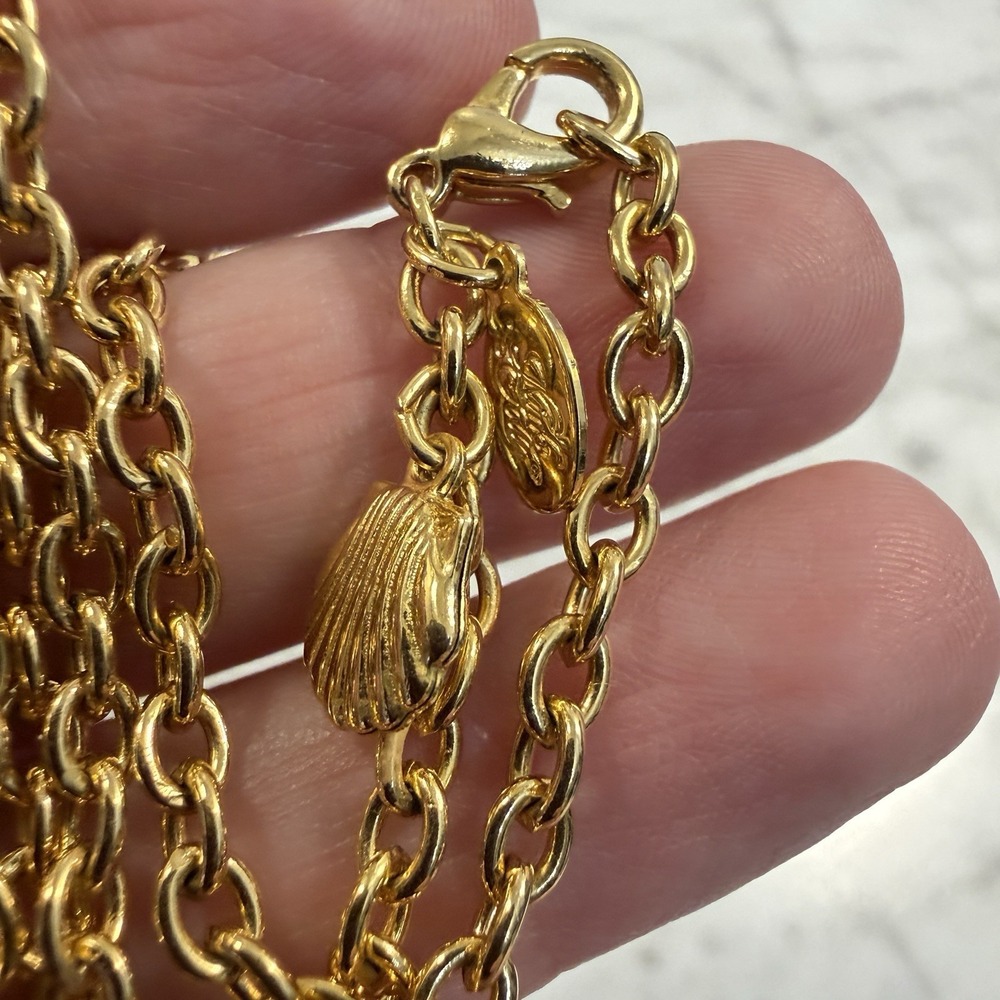 Kirk's Folly Cable Chain Gold Tone Necklace 30" Shell Scallop Signed - Picture 3 of 4